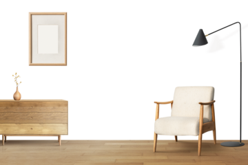 Living room wall png, minimal home interior