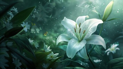 white lily, fantasy art, illustration 
