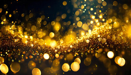 キラキラの金色の光。背景にボケ感のあるゴールドの輝き。テクスチャー。Sparkling golden light. Gold glitter with a blurred background. texture. - obrazy, fototapety, plakaty