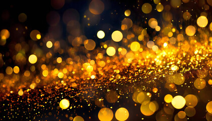 キラキラの金色の光。背景にボケ感のあるゴールドの輝き。テクスチャー。Sparkling golden light. Gold glitter with a blurred background. texture. - obrazy, fototapety, plakaty