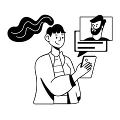 A glyph style icon of mobile chatting 