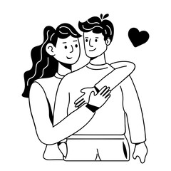 Beautiful glyph icon of couple hug 