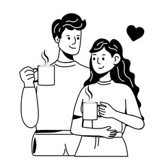 Premium glyph style icon of coffee romance 