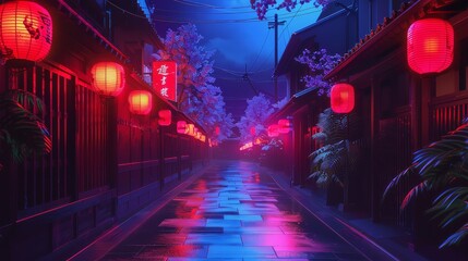 Kyoto Neon Background - obrazy, fototapety, plakaty