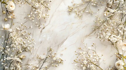 White flowers on a textured rough background for text