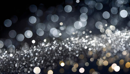 キラキラの銀色の光。背景にボケ感のあるシルバーの輝き。テクスチャー。A sparkling silver light. Silver shine with a blurred background. texture.