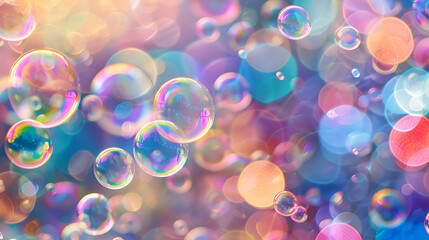 Pop background with lots of colorful soap bubbles