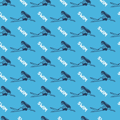 Athletic Waves Female Swimmer and Swim Pattern