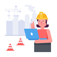 Editable flat style icon of a contractor 