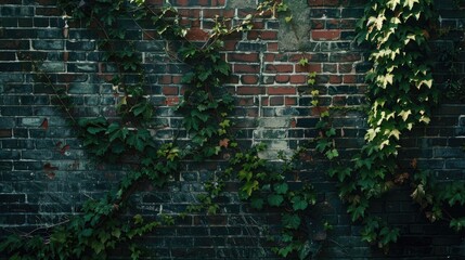 Ivy Clad Brick Wall in Urban Environment