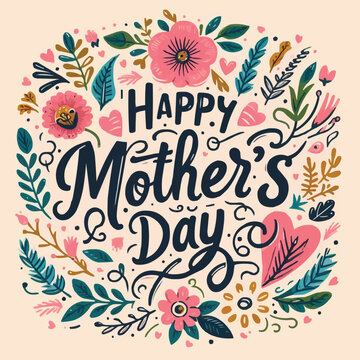 Free vector Flat mothers day floral lettering