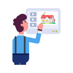 Premium flat icon depicting property videos