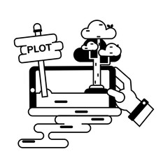 Check out glyph icon of land booking 