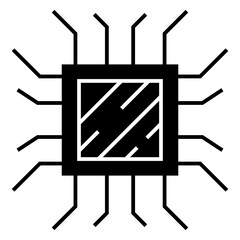 Computer chip circuit board glyph icon for apps and websites