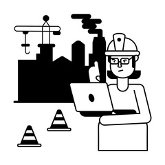 Editable glyph style icon of a contractor 