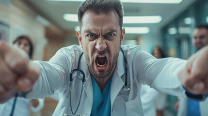 Angry male doctor portrait