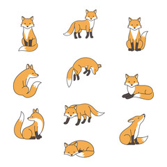 Cute cartoon fox vector illustration