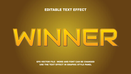 Editable Text Effect Winner 3D Vector Template