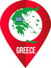 Map pin, country, marker pointer, Greece, Greece flag