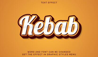 Kebab text effect template in 3d design
