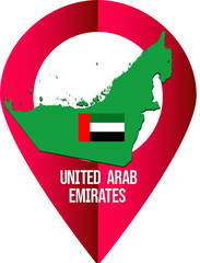 Map pin, country, marker pointer, United Arab Emirates flag, Uae