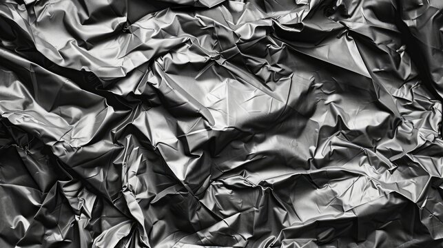 Top view of crumpled camouflage fabric texture with monochrome filter