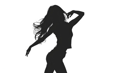 Fototapeta na wymiar Silhouette of K pop girl group dancing