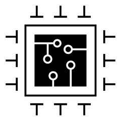 Computer chip circuit board flat icon for apps and websites