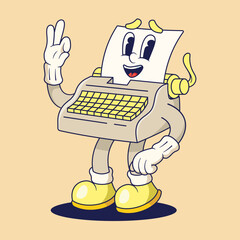 Type Writer Mascot Illustration