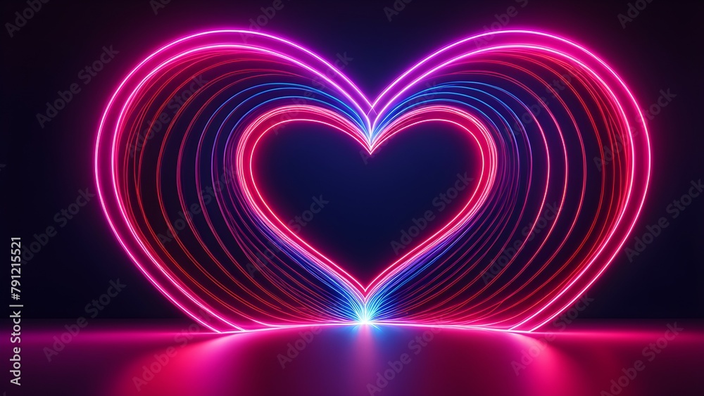 Sticker heart shaped neon light