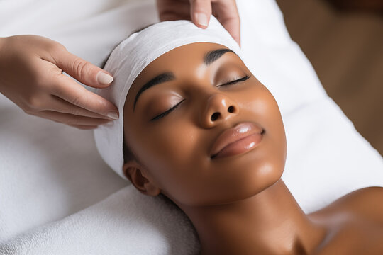 Portrait of a black woman in a spa