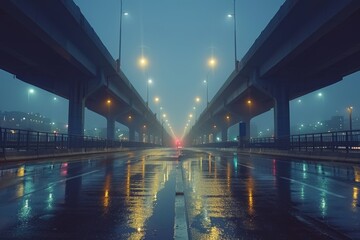 Quite empty apocalyptic city extinction war disaster post apocalypse hell town smoke fog gray lifeless land destroyed buildings ruins dead skyscrapers rubble loneliness streets ruined