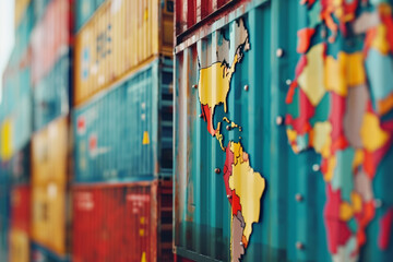 Commercial shipping cargo containers shipped all over the world concept.