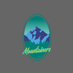 Mountain adventure badge logo vector graphic of illustration