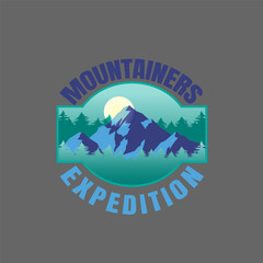 Mountain adventure badge logo vector graphic of illustration