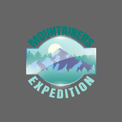 Mountain adventure badge logo vector graphic of illustration