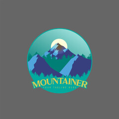 Mountain adventure badge logo vector graphic of illustration