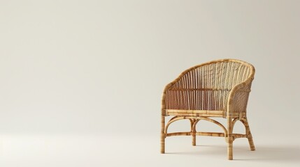 A simple yet stylish wicker rattan chair, embodying modern outdoor luxury, isolated background for focus