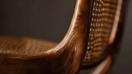 Artistic close-up of a steam-bent chair, showcasing the craftsmanship of the backrest on an isolated background - obrazy, fototapety, plakaty
