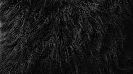 Close-up of a black rectangular eco fur pillow, blending plush textures with minimalist modern design, isolated background