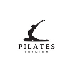 Beauty girl Pilates silhouette gym logo design
