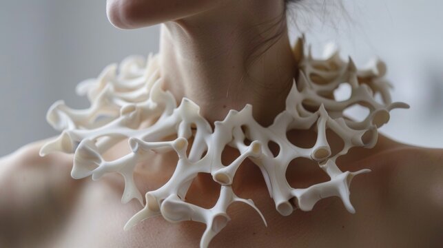 The unique architecture of the collarbone elegantly connecting the arms to the body. .