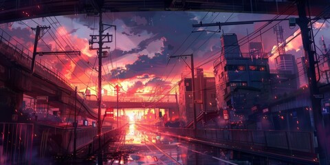 Breathtaking Anime Landscape in Dramatic Perspective