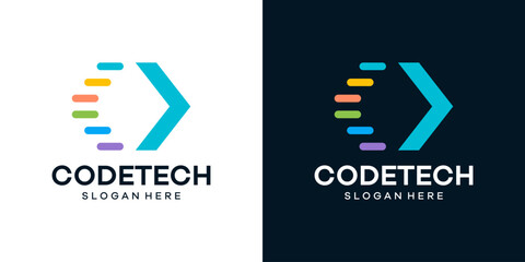 Code logo design template with Technology data logo design graphic vector illustration. Symbol, icon, creative.