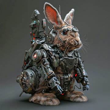 A Rabbit With Robot Armor Military 3D Models