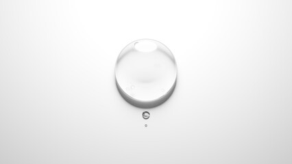 白背景に3つの水滴。3D（横長）
