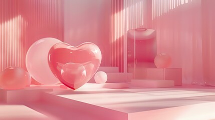 Sophisticated Pink Abstract Space with Oversized Heart Element