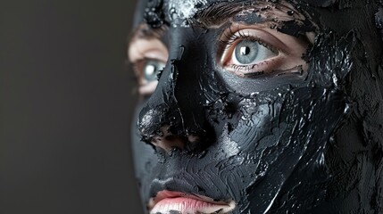 A charcoal mask, applied to the face - Powered by Adobe