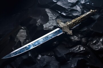 Hidden Dagger: Highlight a concealed dagger within the weapon. - obrazy, fototapety, plakaty