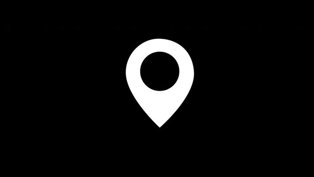 White map location pin symbol motion graphic 2d animation